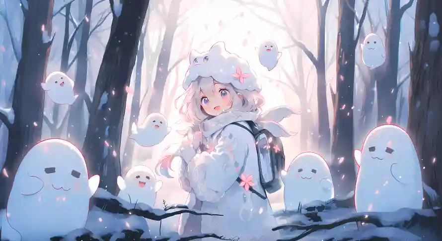 4k动漫壁纸 - 少女 - 幽灵 - 背景「哲风壁纸」