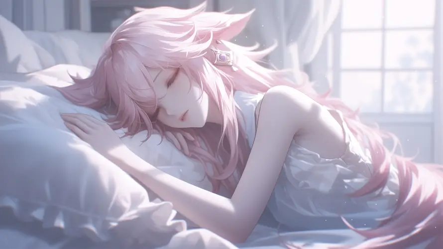 4k少女壁纸 - 睡眠 - 美少女 - 动漫角色「哲风壁纸」