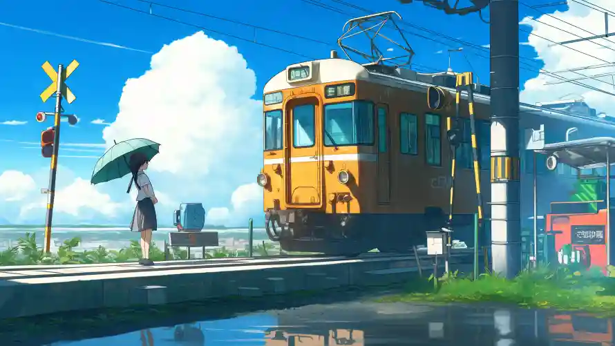 4k列车壁纸 - 少女 - 火车 - 二次元「哲风壁纸」