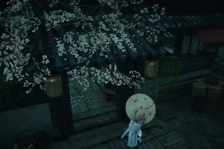 4k夜景壁纸 - 游戏 - 樱花树 - 中式场景「哲风壁纸」