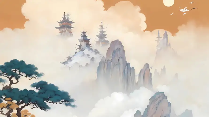 4kAI壁纸 - 山 - 古风 - 山水「哲风壁纸」