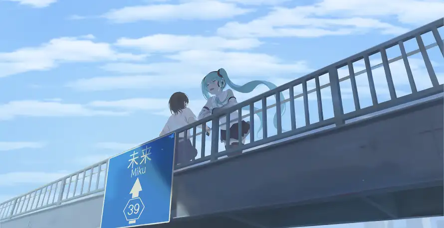 4k初音壁纸 - 二次元 - 动漫人物 - 桥上场景「哲风壁纸」