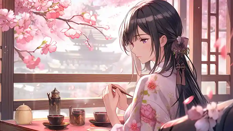 4k动漫壁纸 - 古风 - 和服 - 少女「哲风壁纸」