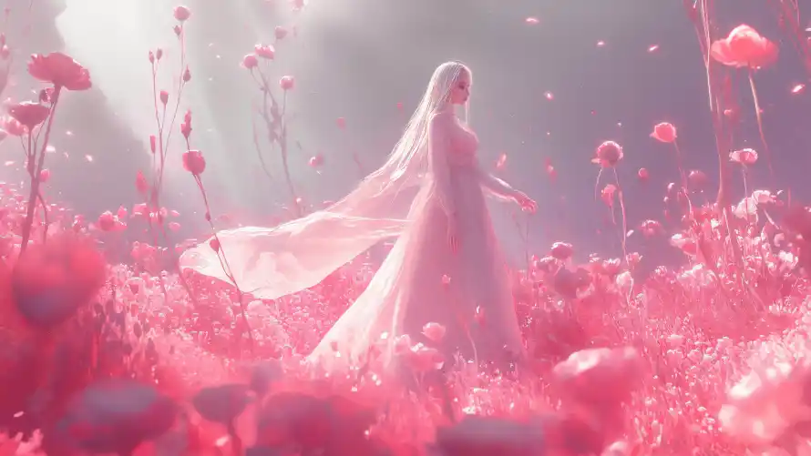 4k动漫壁纸 - 少女 - 花海 - 二次元「哲风壁纸」