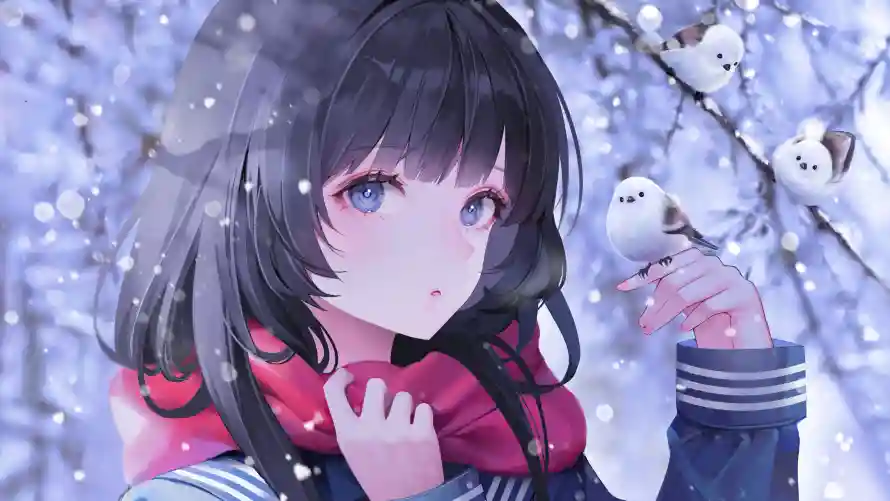 4kjk壁纸 - 动漫 - 少女 - 雪景「哲风壁纸」