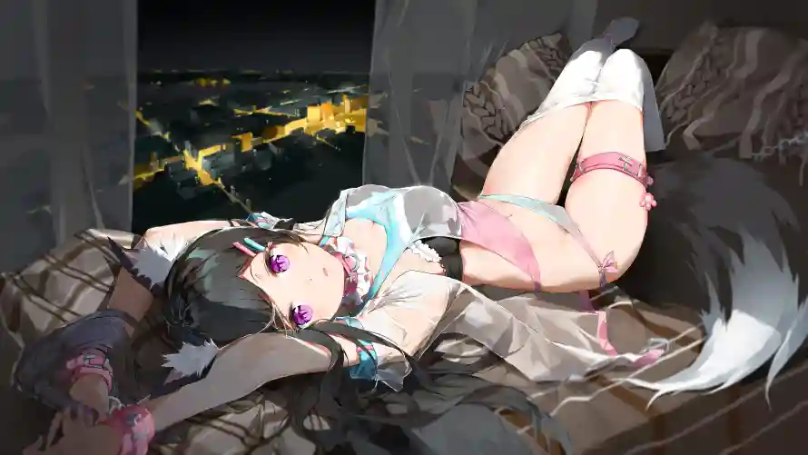 4k动漫壁纸 - 少女 - 躺卧 - 二次元「哲风壁纸」