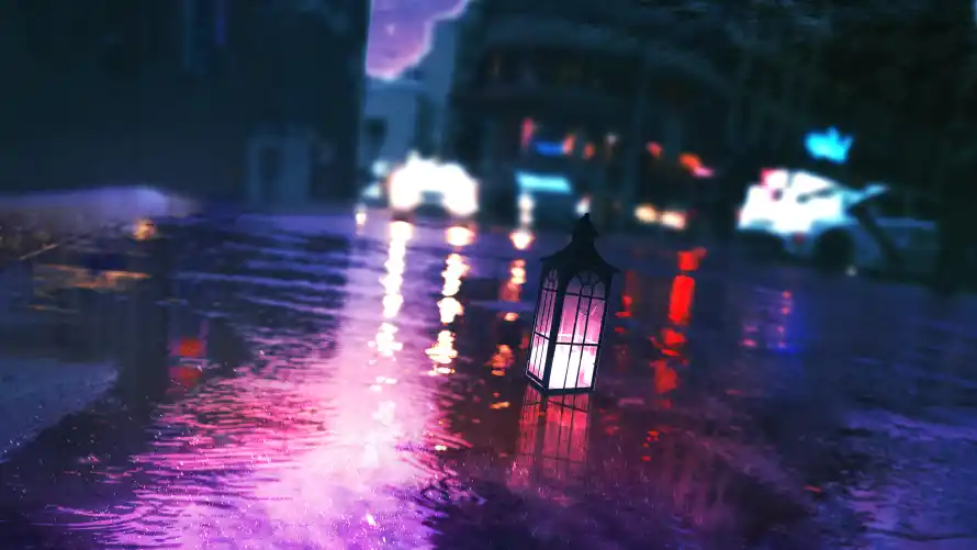 4k倒影壁纸 - 光影 - 动漫 - 夜景「哲风壁纸」