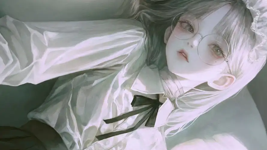 4k少女壁纸 - 眼镜 - 唯美风格 - 少女形象「哲风壁纸」