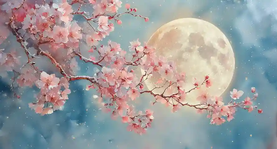 4k唯美壁纸 - 意境 - 月亮 - 梅花「哲风壁纸」