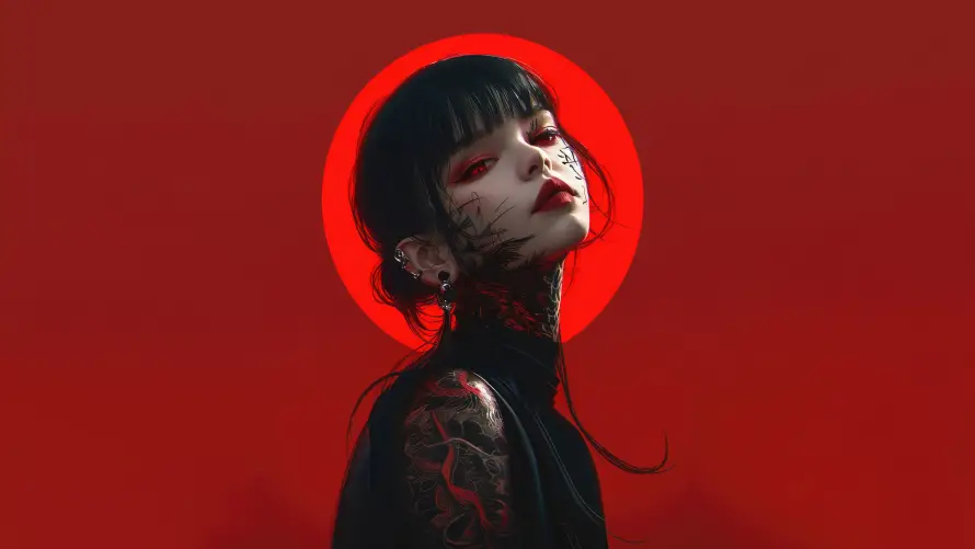 4kAI壁纸 - 动漫 - 少女 - 纹身「哲风壁纸」