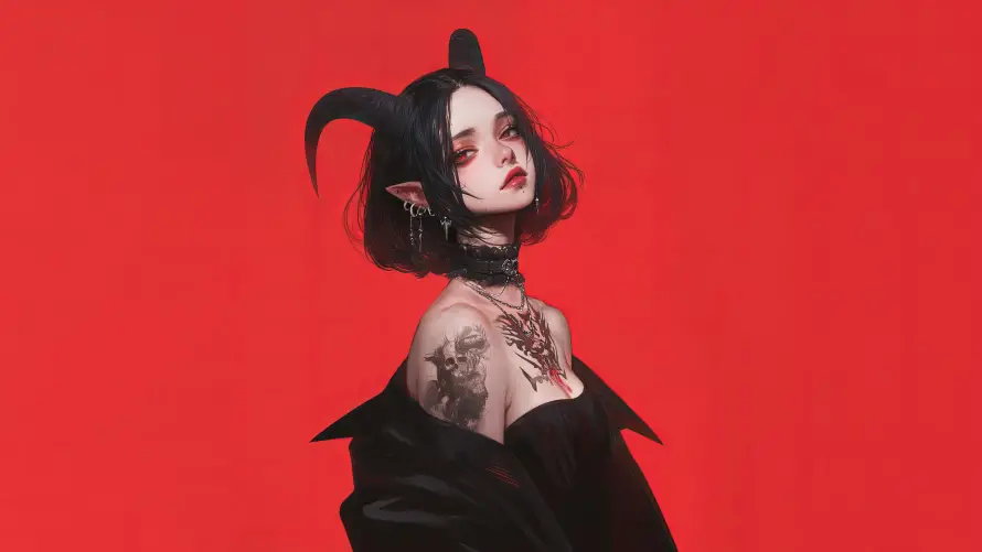 4kAI壁纸 - 动漫 - 少女 - 纹身「哲风壁纸」