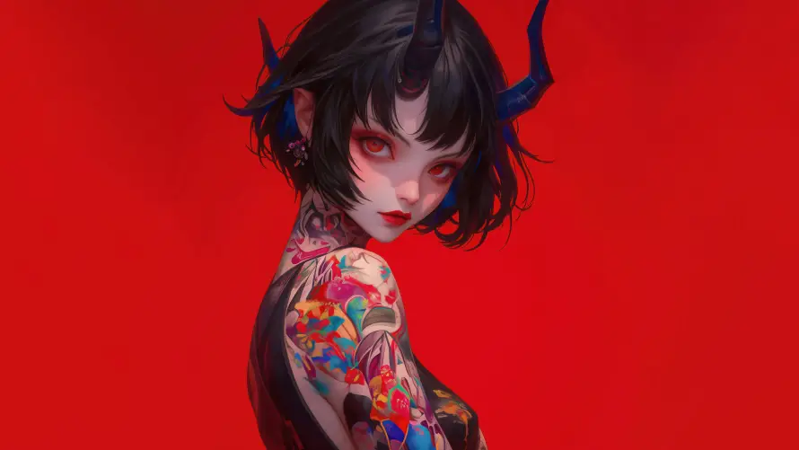 4kAI壁纸 - 动漫 - 少女 - 纹身「哲风壁纸」