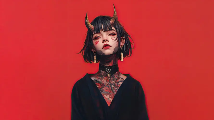 4kAI壁纸 - 动漫 - 少女 - 纹身「哲风壁纸」