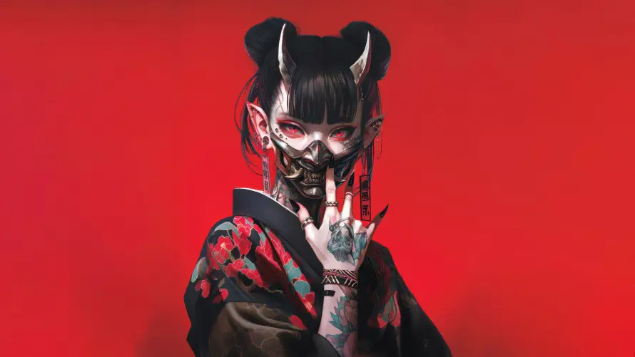 4kAI壁纸 - 动漫 - 少女 - 纹身「哲风壁纸」