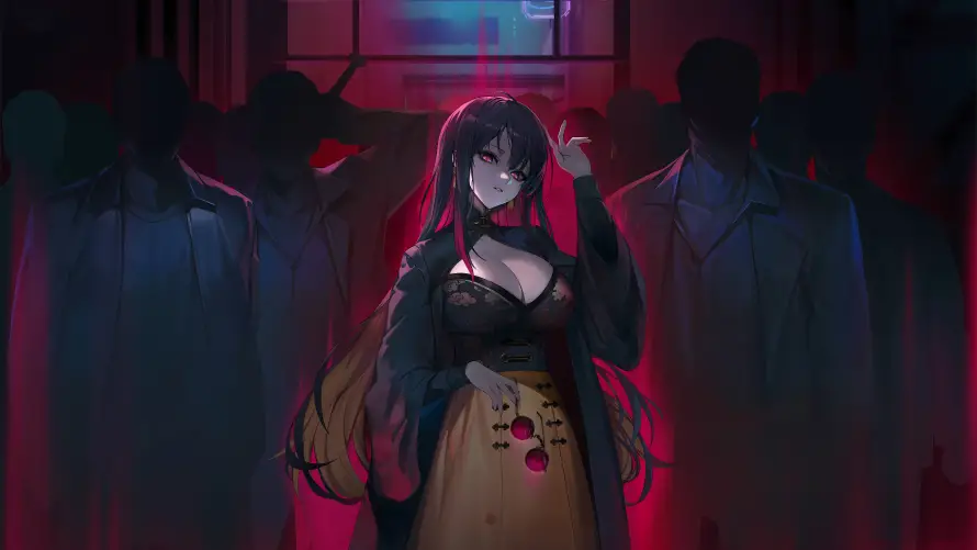 4k动漫壁纸 - 美女 - 背景 - 暗黑风「哲风壁纸」