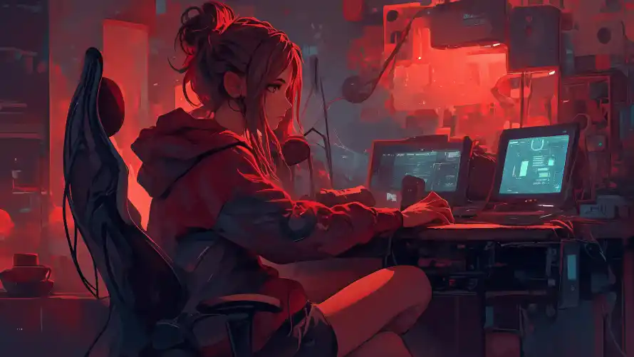 4kAI壁纸 - 少女 - 电脑 - 二次元「哲风壁纸」
