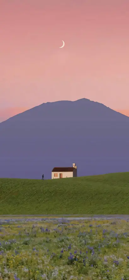 4k山景壁纸 - 乡村小屋 - 宁静画面 - 手机壁纸「哲风壁纸」