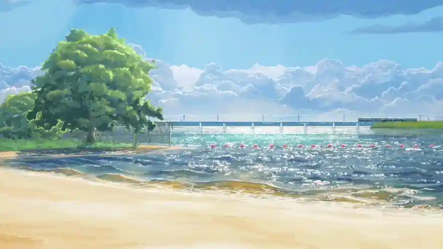 4k夏天壁纸 - 沙滩 - 湖景 - 绿树「哲风壁纸」
