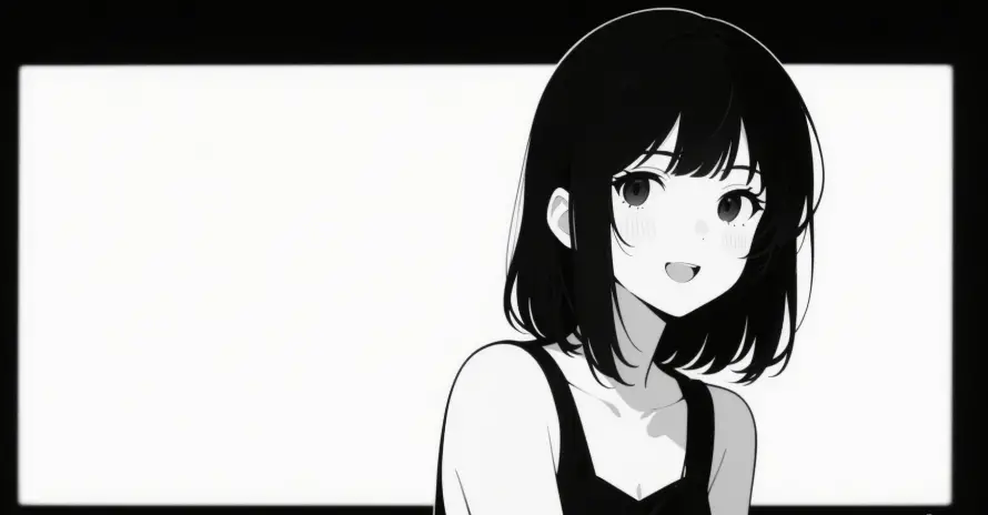 4k动漫壁纸 - 女孩 - 背景 - 黑白风「哲风壁纸」