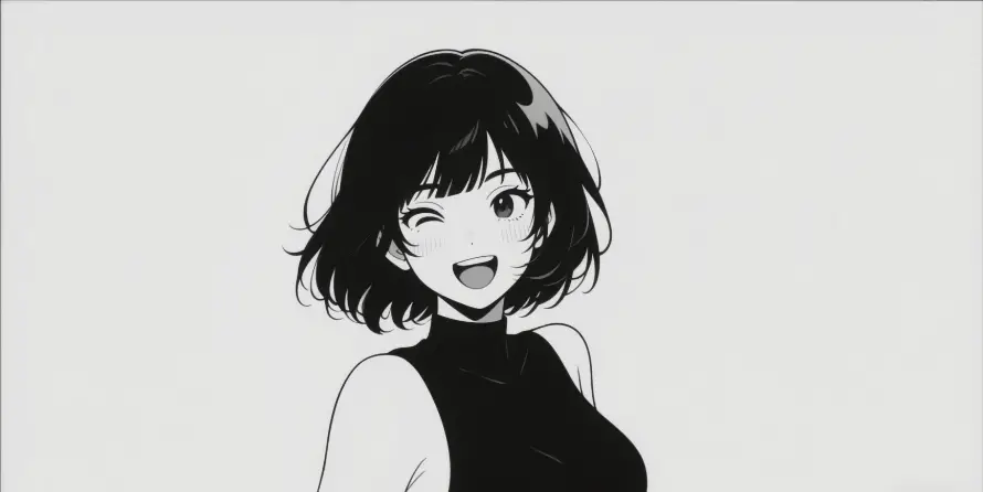 4k女孩壁纸 - 短发 - 黑白风 - 动漫女孩「哲风壁纸」