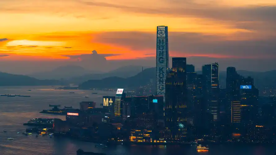 4k城市夜景壁纸 - 香港黄昏 - 高楼大厦 - 晚霞天际线「哲风壁纸」