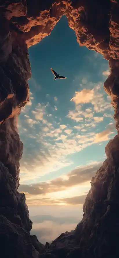 4k天空壁纸 - 洞穴 - 老鹰 - 苍穹「哲风壁纸」