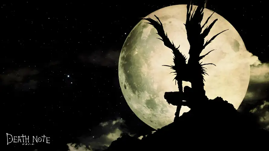 4k夜神月壁纸 - 动漫角色 - 月夜场景 - 死亡笔记「哲风壁纸」