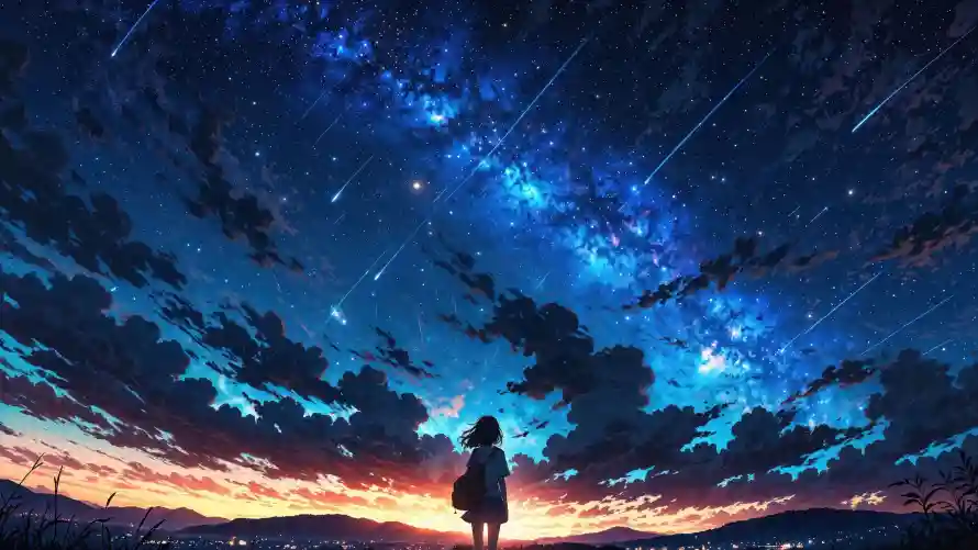 4k云朵壁纸 - 人物 - 动漫 - 夜景「哲风壁纸」