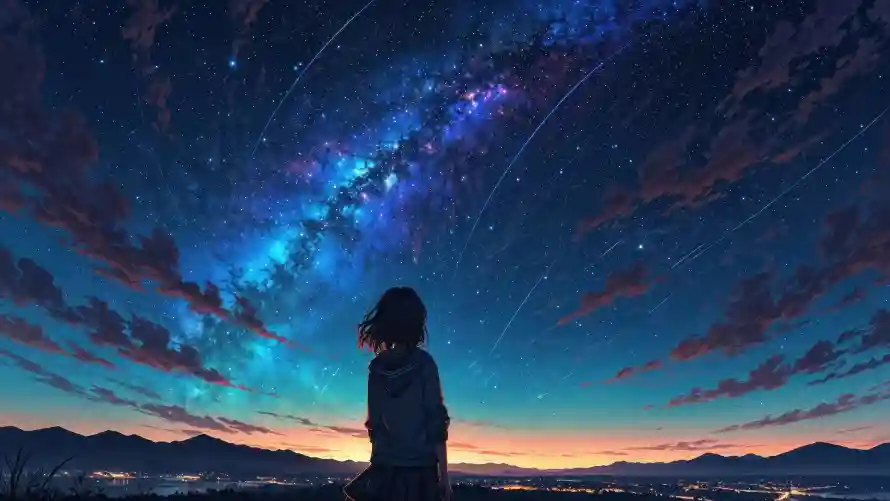 4k动漫壁纸 - 夜景 - 山脉 - 星空「哲风壁纸」