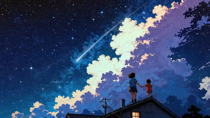 4k动漫壁纸 - 星空 - 二次元 - 云朵背景「哲风壁纸」