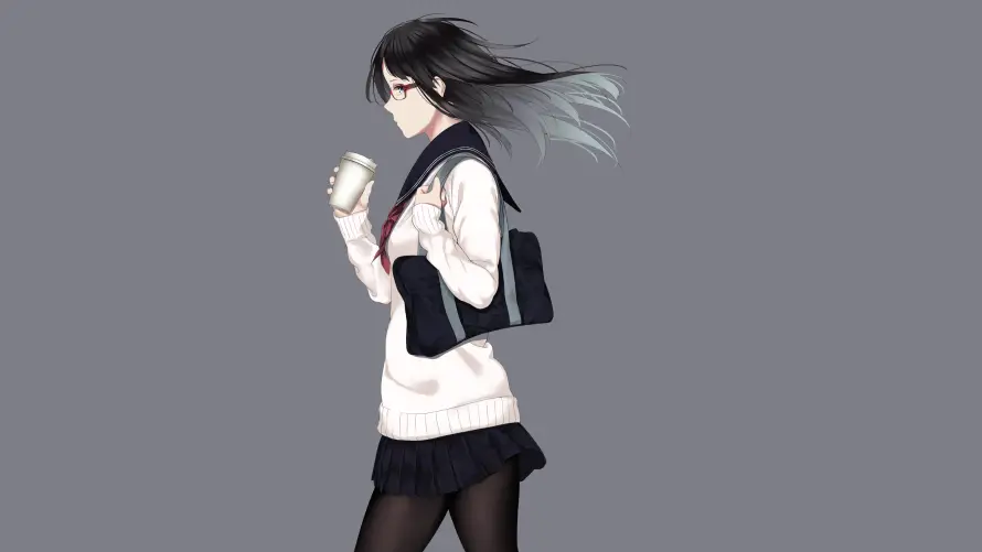4k动漫壁纸 - 二次元 - 少女插画 - 校园咖啡「哲风壁纸」