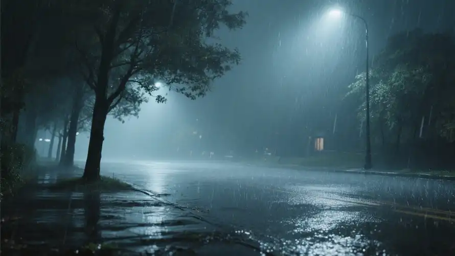 4k雨夜壁纸 - 孤独氛围 - 孤独街道 - 街道夜景「哲风壁纸」