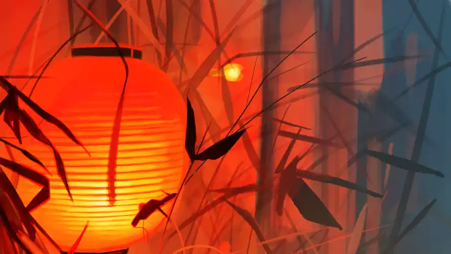 4k中国风壁纸 - 二次元 - 国风元素 - 夜晚竹林「哲风壁纸」