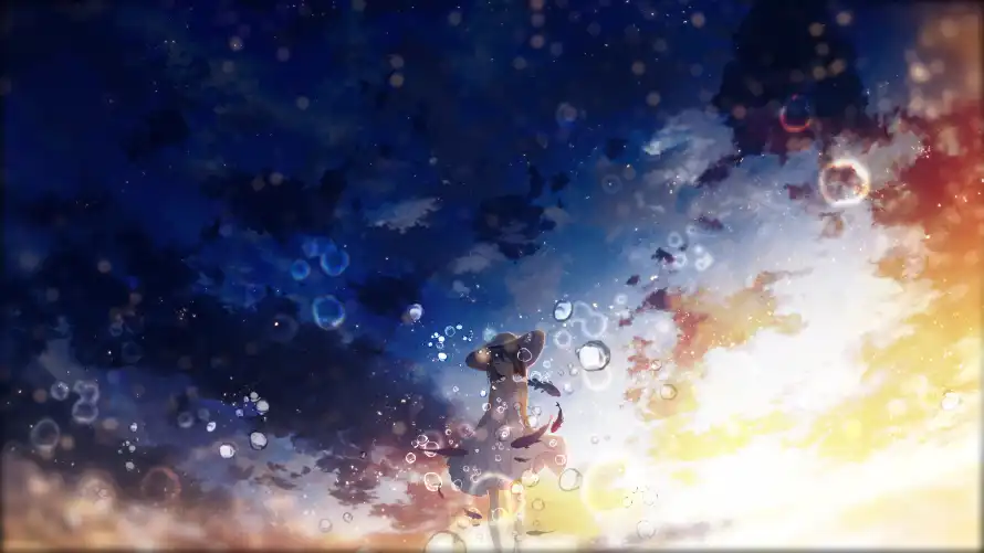 4k光斑壁纸 - 少女 - 希望 - 星空「哲风壁纸」