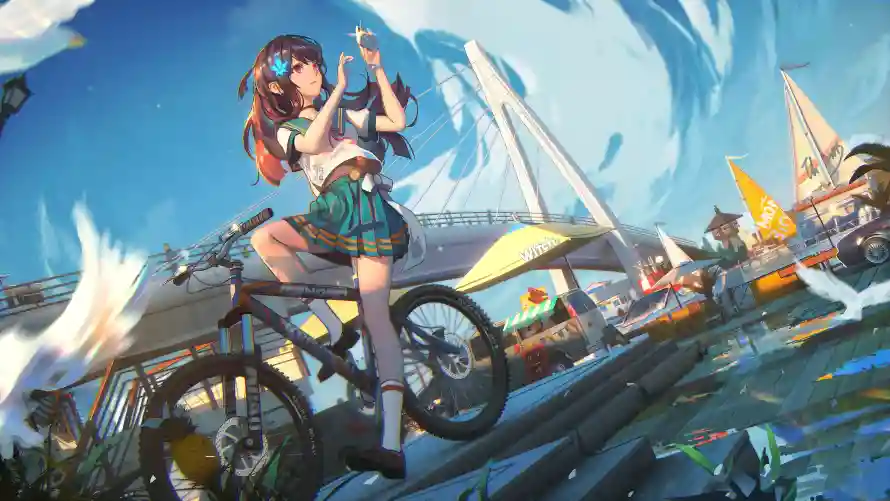 4k自由壁纸 - 二次元 - 动漫元素 - 少女骑行「哲风壁纸」