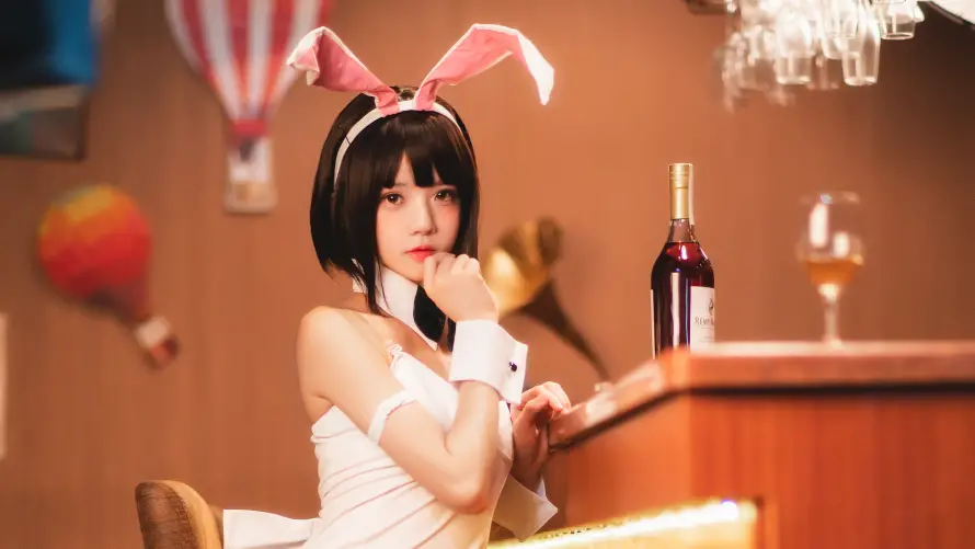 4k兔耳壁纸 - 吧台 - 少女 - 萌系「哲风壁纸」