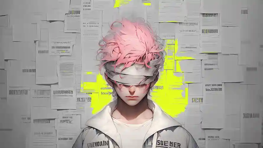 4k报纸墙壁纸-创意艺术壁纸和粉色头发-黄色光斑「哲风壁纸」