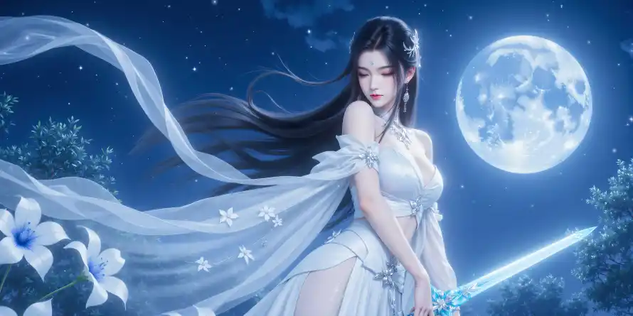 6k陆雪琪壁纸-AI国漫和国风美人-月夜剑士「哲风壁纸」
