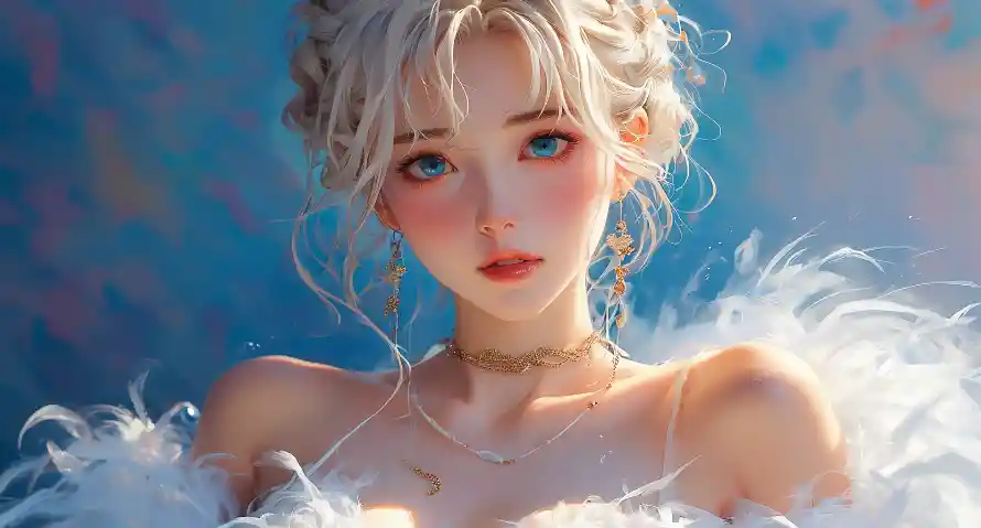 4k清纯壁纸 - 白发 - 美女 - 雪白「哲风壁纸」