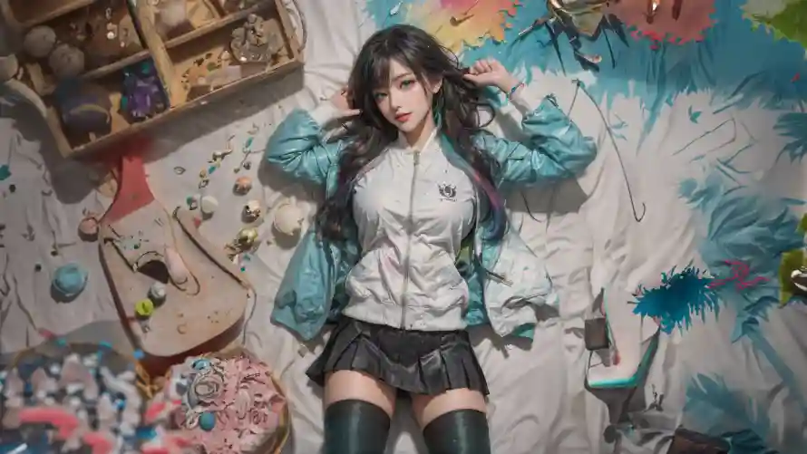4k动漫壁纸 - 美女 - 凌乱卧室 - 动漫风格「哲风壁纸」
