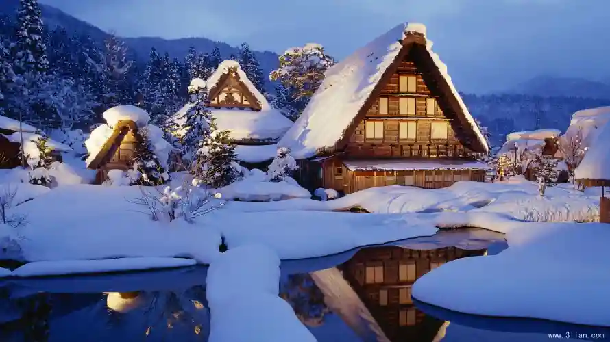 4k冬季壁纸 - 雪夜 - 雪景 - 风景「哲风壁纸」