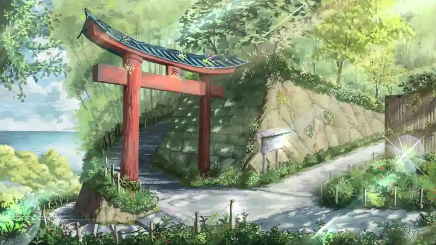 4k场景壁纸 - 二次元 - 二次元鸟居 - 动漫自然景观「哲风壁纸」
