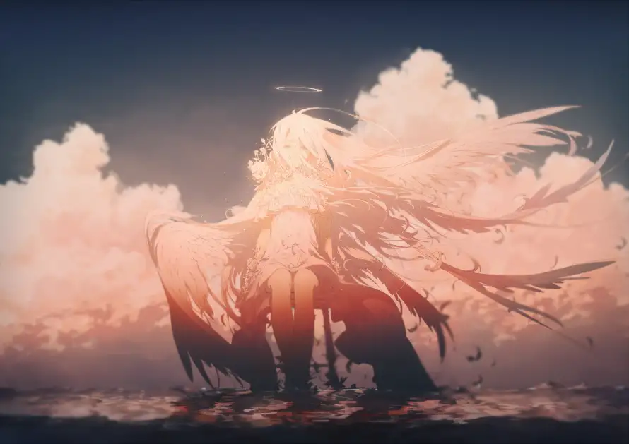 4k女孩壁纸 - 二次元 - 云海插画 - 天使少女「哲风壁纸」