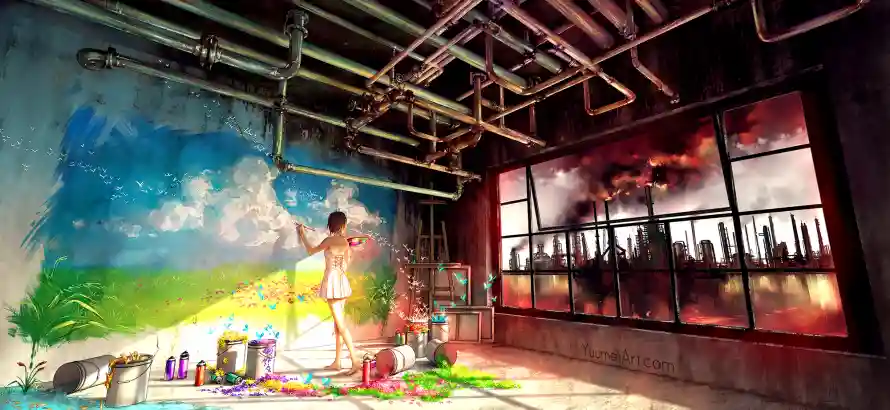 2k艺术壁纸-二次元和房间装饰-手绘壁画「哲风壁纸」