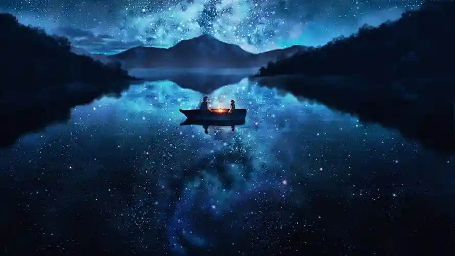 4k倒影壁纸 - 夜景 - 小船 - 星夜「哲风壁纸」 4k倒影壁纸 - 夜景 - 小船 - 星夜「哲风壁纸」