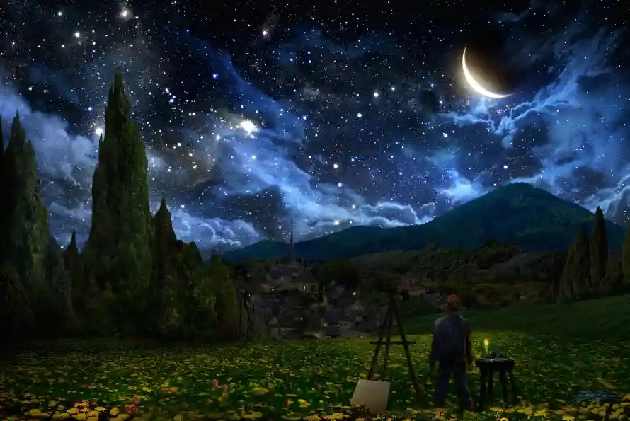 4k夜景壁纸 - 星空 - 月亮 - 柏树「哲风壁纸」 4k夜景壁纸 - 星空 - 月亮 - 柏树「哲风壁纸」