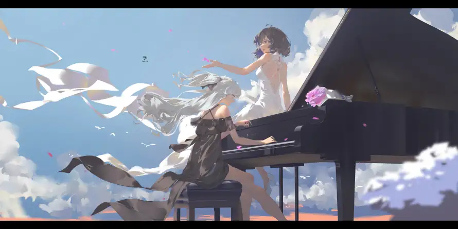 4k女孩壁纸 - 二次元 - 云端场景 - 天空背景「哲风壁纸」