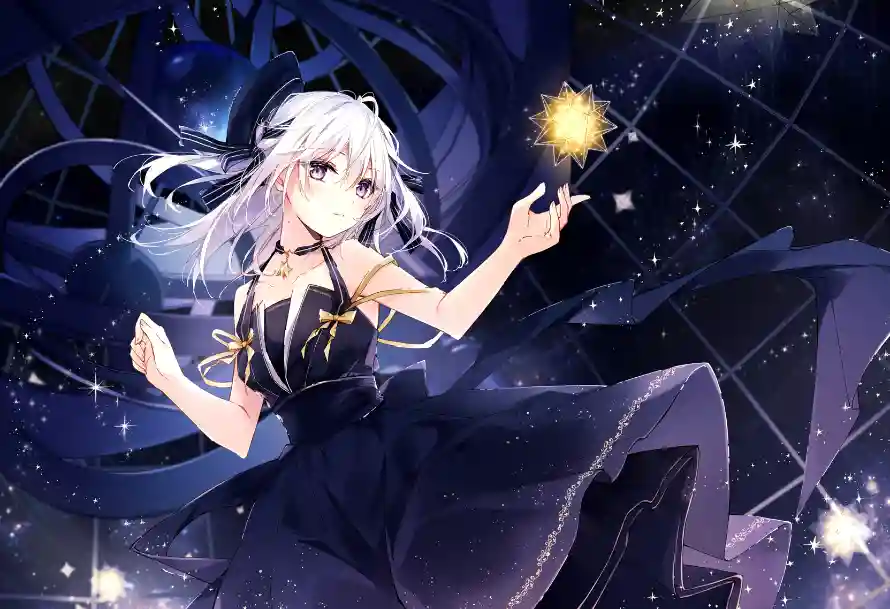 4k光点壁纸 - 夜空 - 女孩 - 星空「哲风壁纸」
