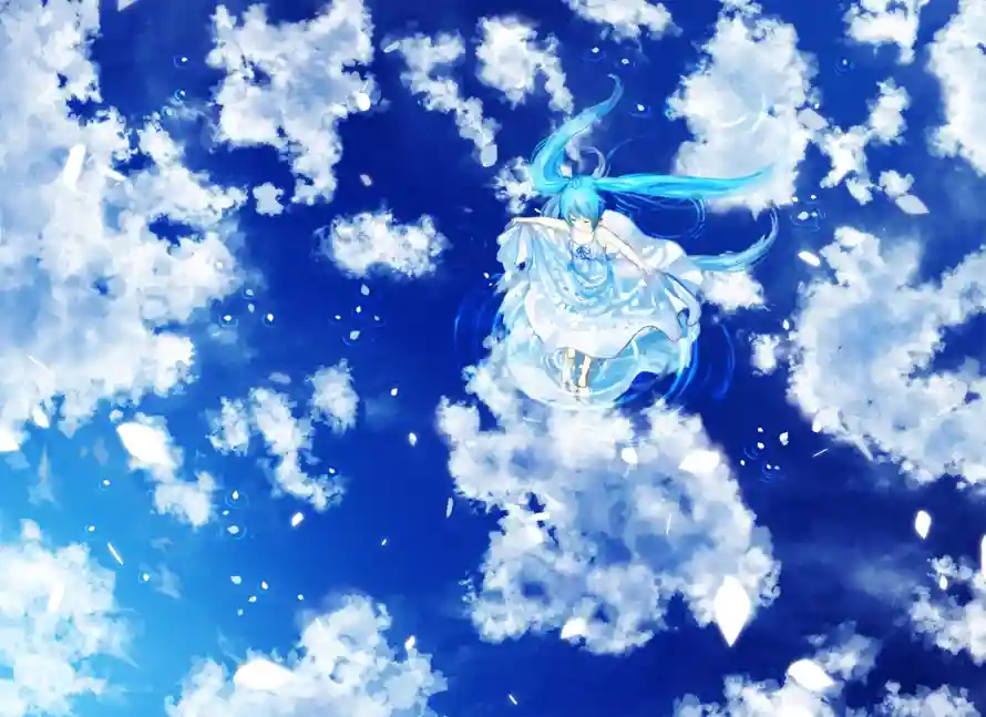 4k初音壁纸 - 二次元 - 蓝色系 - 云端幻想「哲风壁纸」
