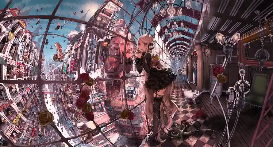 4k女孩壁纸 - 二次元 - 复杂结构 - 奇幻建筑「哲风壁纸」